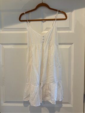 Abercrombie & Fitch White Spaghetti Strap Ruffle Hem Sundress